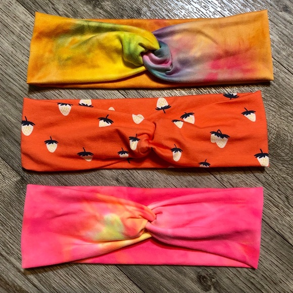 Boho Tie Dye Neon Strawberries Twist Headband NEW